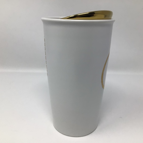Starbucks 2015 Gold Peace Sign Travel Coffee Tea 12oz Tumbler - Picture 2 of 7